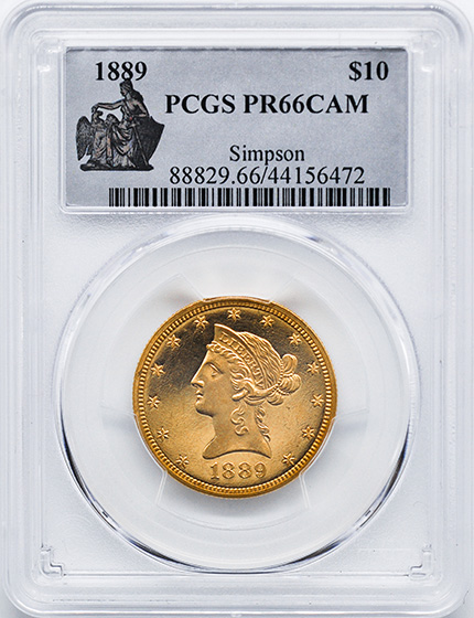 Picture of 1889 LIBERTY HEAD $10 PR66 RAWCAM