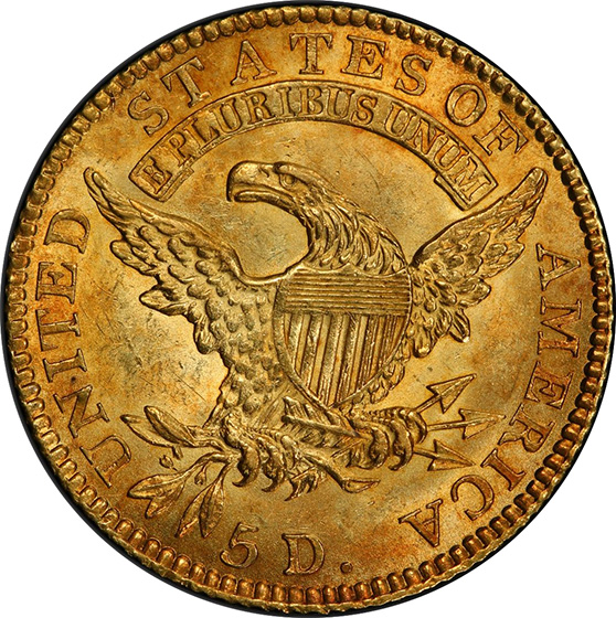 1818 CAPPED BUST $5 MS63