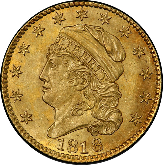 1818 CAPPED BUST $5 MS63