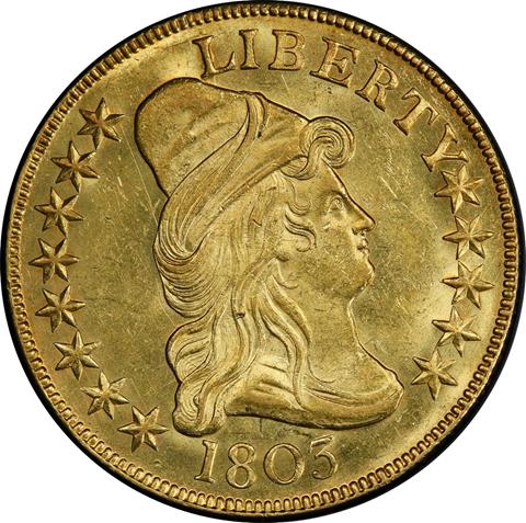 1803 DRAPED BUST $10 MS64