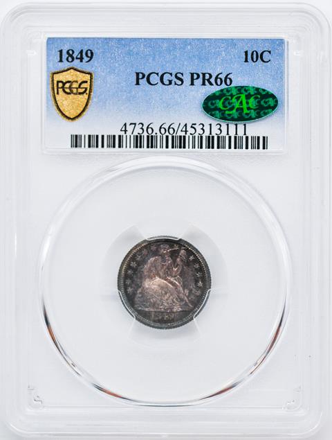 Picture of 1849 LIBERTY SEATED 10C PR66