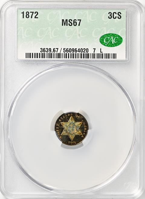 Picture of 1872 SILVER 3CS MS67+