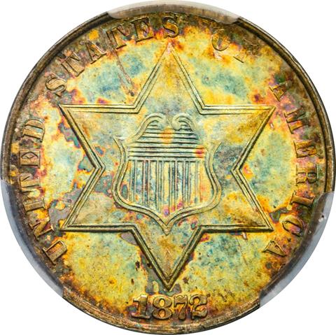 1872 SILVER 3CS MS67