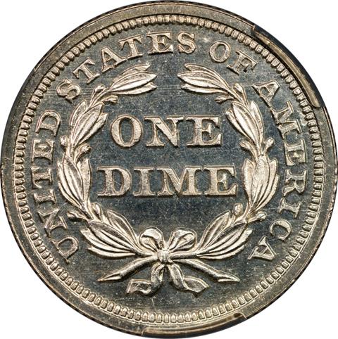 1854 LIBERTY SEATED 10C PR64 CAM