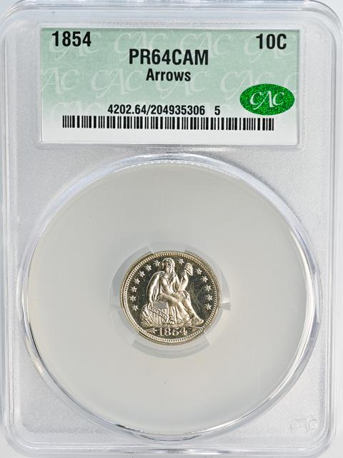 Picture of 1854 LIBERTY SEATED 10C PR64 CAM