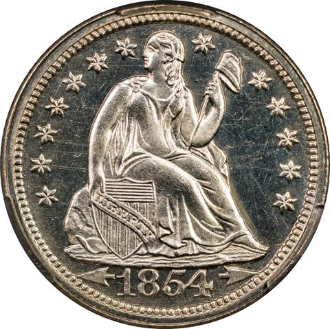 Picture of 1854 LIBERTY SEATED 10C PR65 CAM