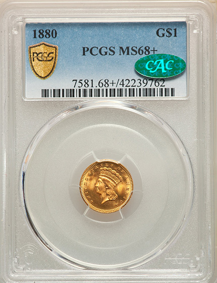 Picture of 1880 GOLD G$1 MS68+