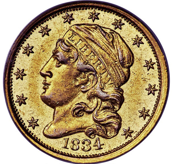 Picture of 1834 CAPPED BUST $2.5 MS55