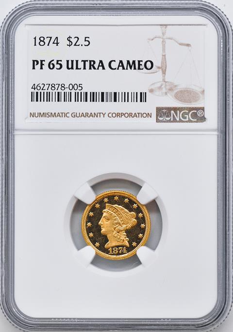 Picture of 1874 LIBERTY HEAD $2.5 PR65 DCAM