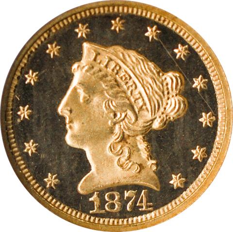 Picture of 1874 LIBERTY HEAD $2.5 PR65 DCAM