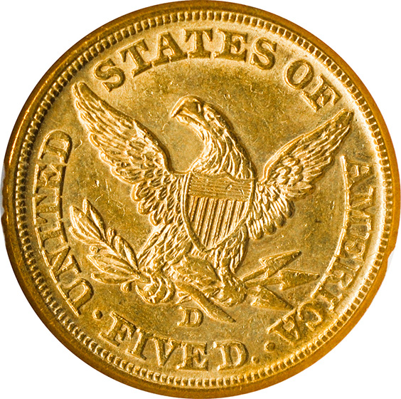 1861-D LIBERTY $5 MS58
