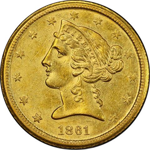 Picture of 1861-D LIBERTY $5 MS58