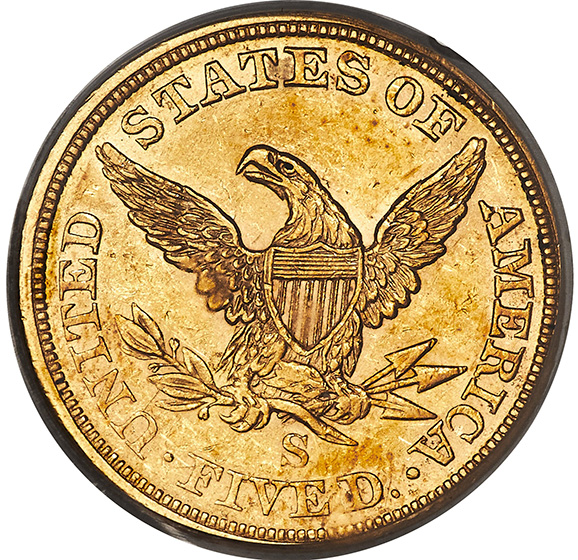 1863-S LIBERTY $5 MS58