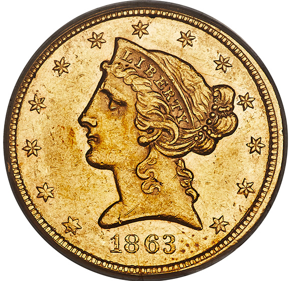 Picture of 1863-S LIBERTY $5 MS58