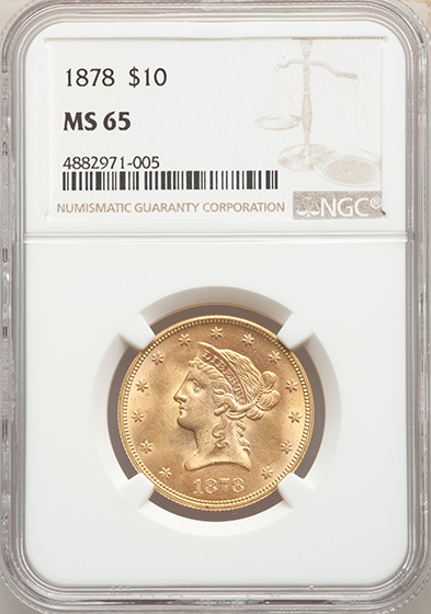 Picture of 1878 LIBERTY HEAD $10 MS65