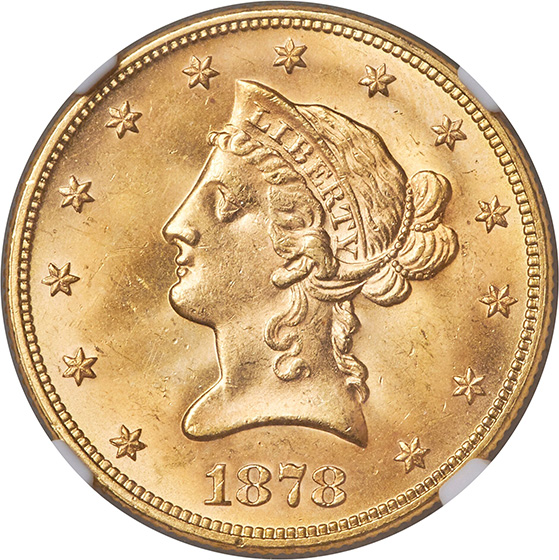 1878 LIBERTY HEAD $10 MS65