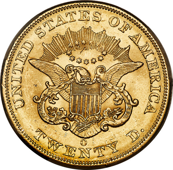 1852-O LIBERTY HEAD $20 MS61