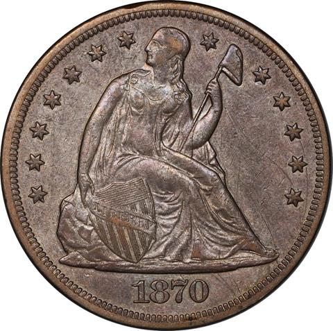 1870-S LIBERTY SEATED S$1 MS40