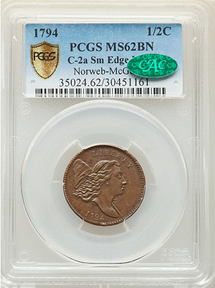 Picture of 1794 LIBERTY CAP 1/2 MS62 BN