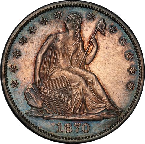 1870-CC LIBERTY SEATED 50C MS62