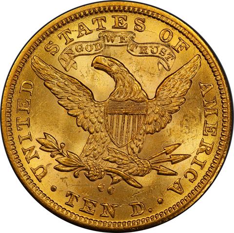 1881-CC LIBERTY HEAD $10 MS62
