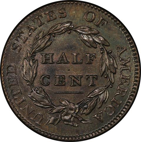 1811 CLASSIC HEAD 1/2C MS62 BN