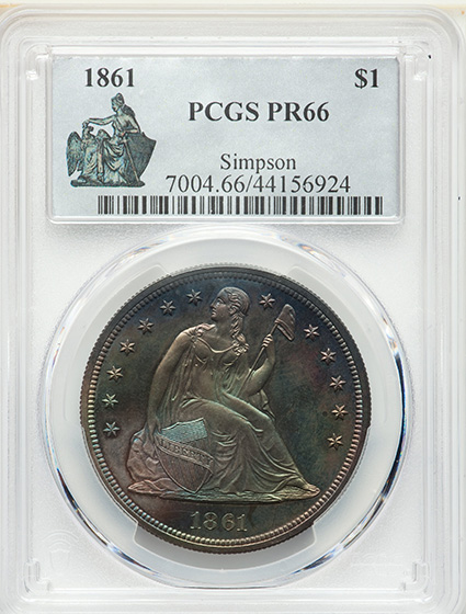 Picture of 1861 LIBERTY SEATED S$1 PR66