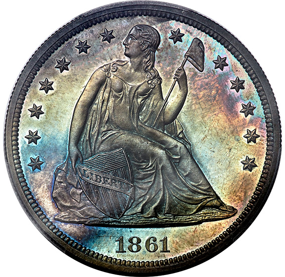 1861 LIBERTY SEATED S$1 PR66