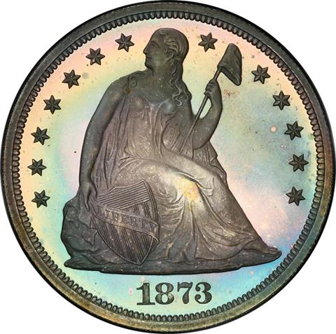 1873 LIBERTY SEATED S$1 PR67 CAM