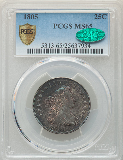 Picture of 1805 DRAPED BUST 25C MS65