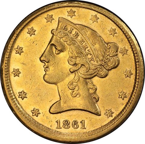 Picture of 1861-D LIBERTY $5 MS55