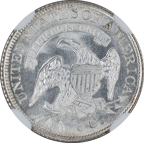 Picture of 1835 CAPPED BUST H10C, SMALL DATE, SMALL 5C MS68 