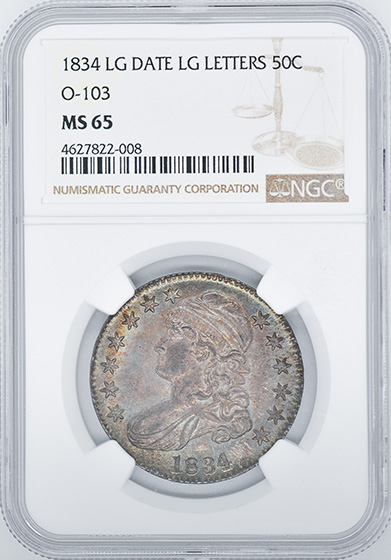 Picture of 1834 CAPPED BUST 50C, LARGE DATE, LARGE LETTERS MS65 