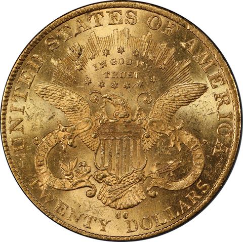 1892-CC LIBERTY HEAD $20 MS62