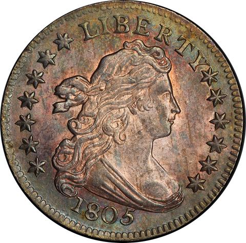 Picture of 1805 DRAPED BUST 10C MS65