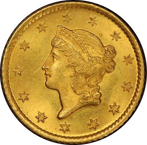 1849-O GOLD G$1 MS65+