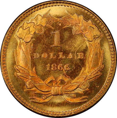 Picture of 1866 GOLD G$1 MS68