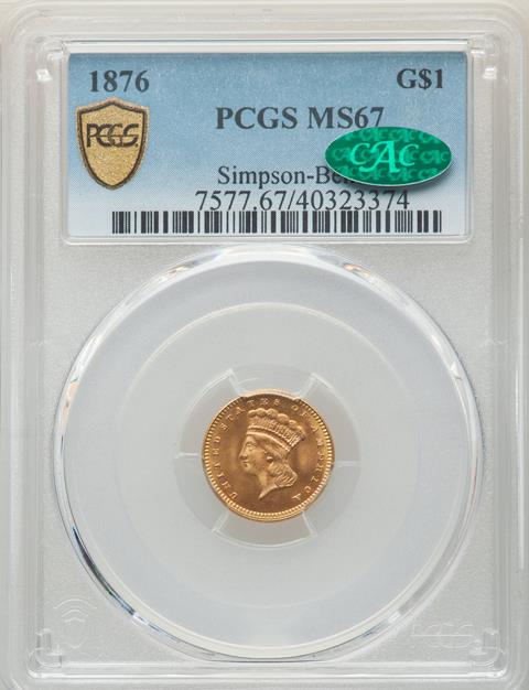Picture of 1876 GOLD G$1 MS67