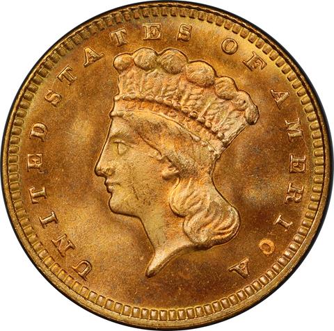 1876 GOLD G$1 MS67