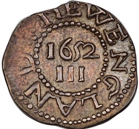 1652 PINE TREE THREEPENCE MS62