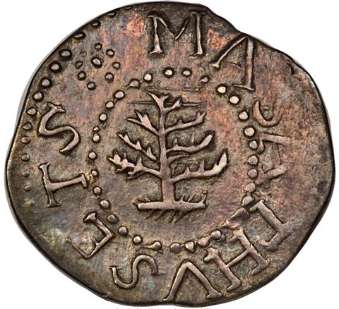 Picture of 1652 PINE TREE THREEPENCE MS62