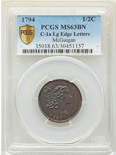 Picture of 1794 LIBERTY CAP 1/2 MS63 BN