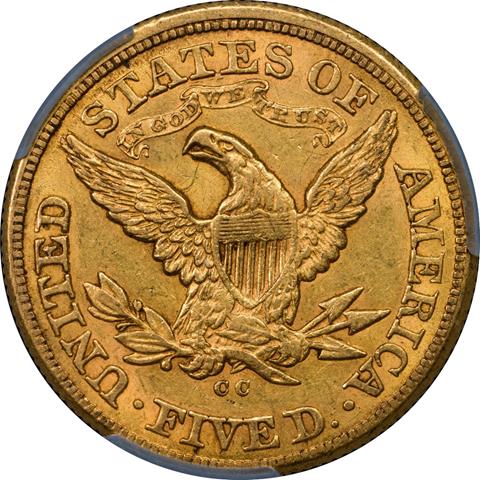 1874-CC LIBERTY $5 MS58+