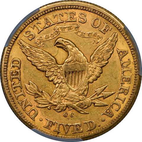 Picture of 1874-CC LIBERTY $5 MS58+