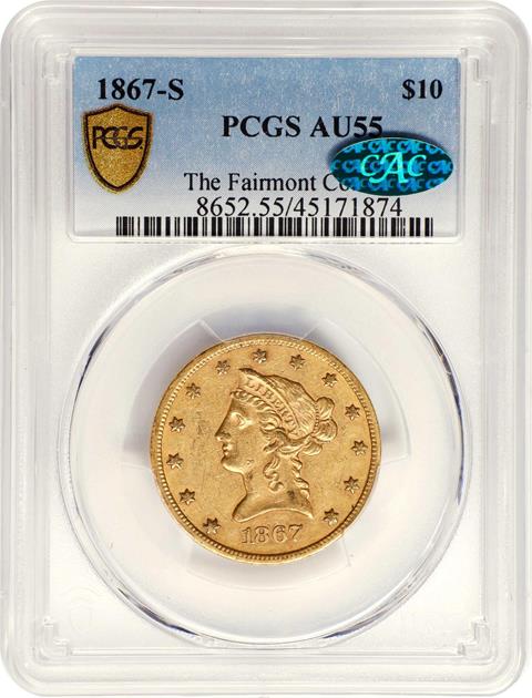 Picture of 1867-S LIBERTY HEAD $10 MS55