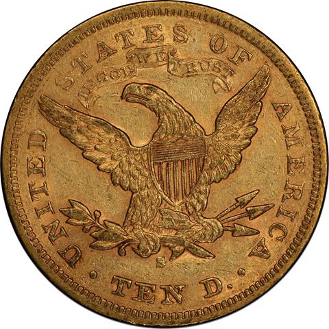 1876-S LIBERTY HEAD $10 MS55
