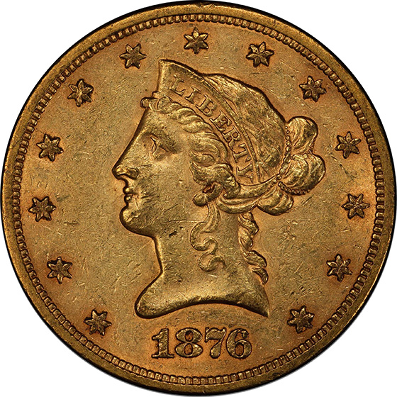 1876-S LIBERTY HEAD $10 MS55