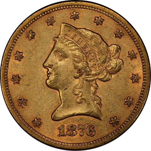 1876-S LIBERTY HEAD $10 MS55