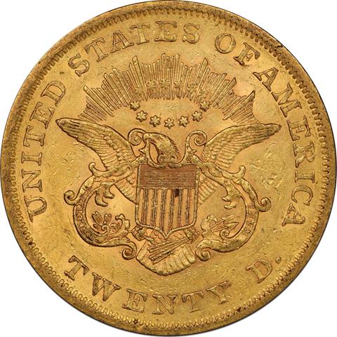 1862 LIBERTY HEAD $20 MS58