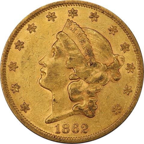 Picture of 1862 LIBERTY HEAD $20 MS58